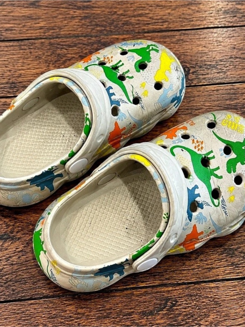 Crocs Kids Classic Clogs Dinosaur Print Multicolor/White Slip-On US 10